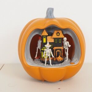 Hyde & Eek Boutique Animated Pumpkin Scene‎ Halloween Skeletons Lights Music